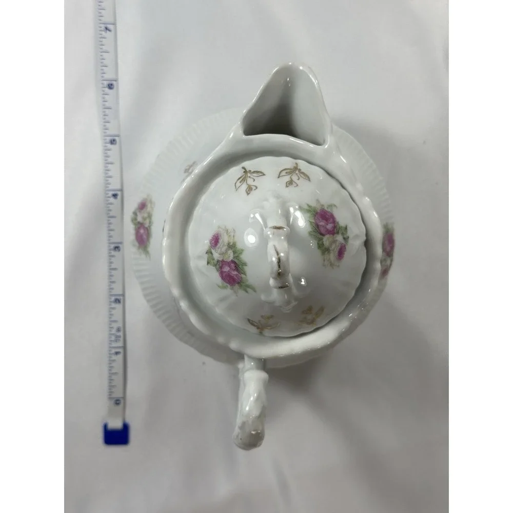 CT‎ Altwasser Teapot Rose & Gold Pattern Germany Floral circa 1900 Cottagecore